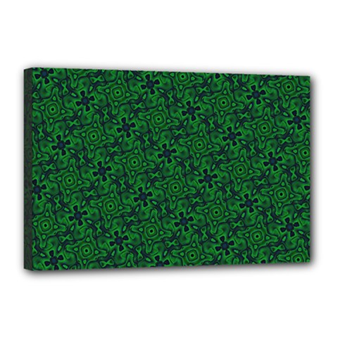 Green Intricate Pattern Canvas 18  X 12  (stretched) by SpinnyChairDesigns