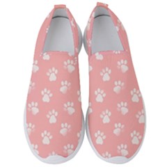 Animal Cat Dog Prints Pattern Pink White Men s Slip On Sneakers by SpinnyChairDesigns