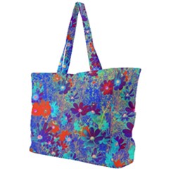 Cosmos Flowers Blue Red Simple Shoulder Bag by DinkovaArt