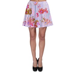 Cosmos Flowers Pink Skater Skirt by DinkovaArt