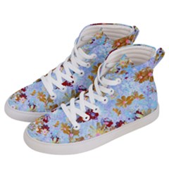 Cosmos Flowers Ligh Blue Men s Hi-top Skate Sneakers by DinkovaArt