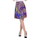 Cosmos Flowers Brown Blue A-Line Skirt View1