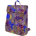 Cosmos Flowers Brown Blue Flap Top Backpack View1