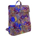 Cosmos Flowers Brown Blue Flap Top Backpack View2