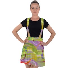 Infinity Painting Green Velvet Suspender Skater Skirt by DinkovaArt