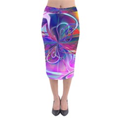 Rainbow Painting Pattern 2 Velvet Midi Pencil Skirt by DinkovaArt