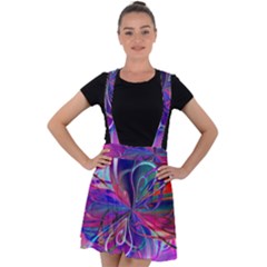 Rainbow Painting Pattern 2 Velvet Suspender Skater Skirt by DinkovaArt