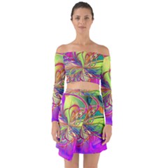 Rainbow Painting Pattern 4 Off Shoulder Top With Skirt Set by DinkovaArt