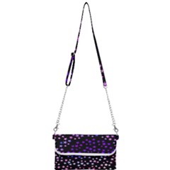 Purple Stars On Black Pattern Mini Crossbody Handbag