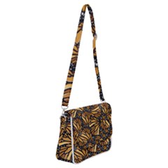 Monarch Butterfly Wings Pattern Shoulder Bag With Back Zipper by SpinnyChairDesigns