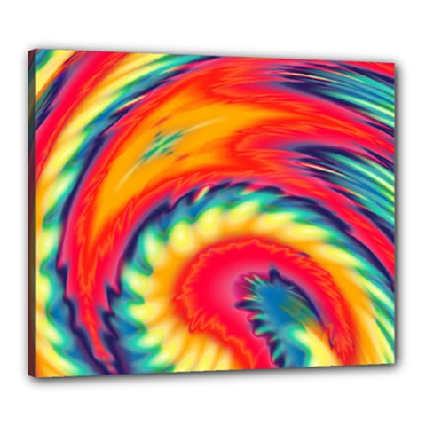 Colorful Dark Tie Dye Pattern Canvas 24  X 20  (stretched) by SpinnyChairDesigns