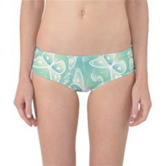 Turquoise Light Green Butterfly Pattern Classic Bikini Bottoms by SpinnyChairDesigns