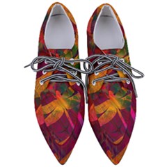 Dragonflies Abstract Colorful Pattern Pointed Oxford Shoes by SpinnyChairDesigns