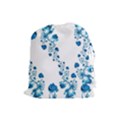 Abstract Blue Flowers on White Drawstring Pouch (Large) View1