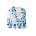 Abstract Blue Flowers on White Drawstring Pouch (Large) View2