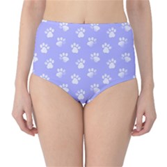 Animal Cat Dog Paw Prints Pattern Classic High-waist Bikini Bottoms by SpinnyChairDesigns