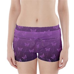 Purple Butterflies Pattern Boyleg Bikini Wrap Bottoms by SpinnyChairDesigns