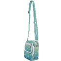 White Butterflies on Blue and Light Green Shoulder Strap Belt Bag View2