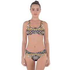 Antique Black And Gold Criss Cross Bikini Set