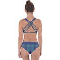 Blue Green Faded Plaid Criss Cross Bikini Set View2