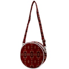 Red Grey Ikat Pattern Crossbody Circle Bag