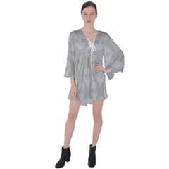 Grey Aliens Ufo V-neck Flare Sleeve Mini Dress by SpinnyChairDesigns