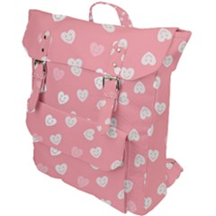 Cute Pink And White Hearts Buckle Up Backpack by SpinnyChairDesigns