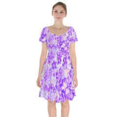 Purple Spring Flowers Short Sleeve Bardot Dress by DinkovaArt