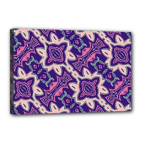 Amethyst And Pink Checkered Stripes Canvas 18  X 12  (stretched) by SpinnyChairDesigns