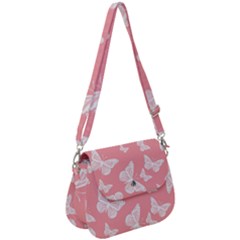 Pink And White Butterflies Saddle Handbag by SpinnyChairDesigns