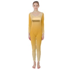 Saffron Yellow And Cream Gradient Ombre Color Long Sleeve Catsuit by SpinnyChairDesigns