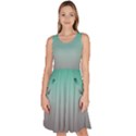 Teal Green and Grey Gradient Ombre Color Knee Length Skater Dress With Pockets View1