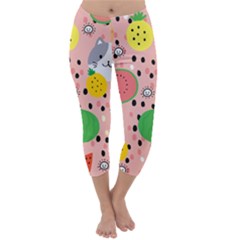 Cats And Fruits  Capri Winter Leggings  by Sobalvarro