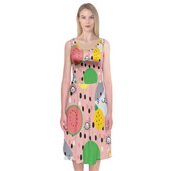 Cats And Fruits  Midi Sleeveless Dress by Sobalvarro