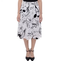 Black And White Music Notes Classic Midi Skirt by SpinnyChairDesigns