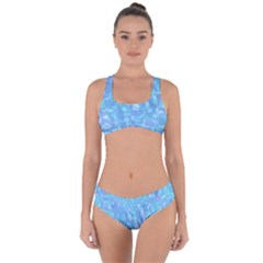 Light Blue Abstract Mosaic Art Color Criss Cross Bikini Set