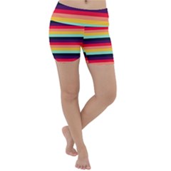 Contrast Rainbow Stripes Lightweight Velour Yoga Shorts by tmsartbazaar