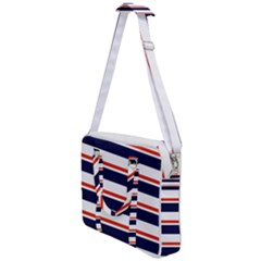 Red With Blue Stripes Cross Body Office Bag by tmsartbazaar