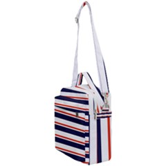 Red With Blue Stripes Crossbody Day Bag by tmsartbazaar