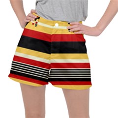 Contrast Yellow With Red Ripstop Shorts by tmsartbazaar