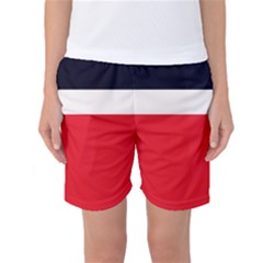 Navy Blue With Red Women s Basketball Shorts by tmsartbazaar