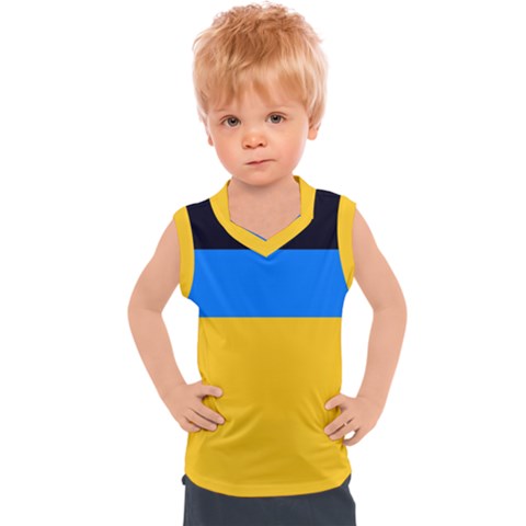 Bright Yellow With Blue Kids  Sport Tank Top by tmsartbazaar