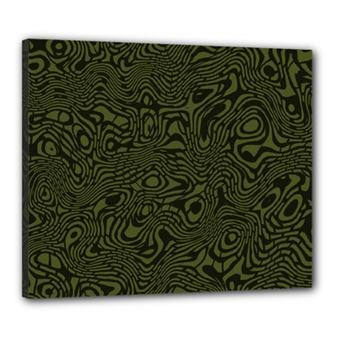 Army Green And Black Stripe Camo Canvas 24  X 20  (stretched) by SpinnyChairDesigns