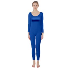 True Cobalt Blue Color Long Sleeve Catsuit by SpinnyChairDesigns