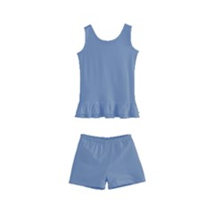 Faded Denim Blue Color Kids  Boyleg Swimsuit