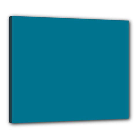 True Teal Blue Color Canvas 24  X 20  (stretched) by SpinnyChairDesigns