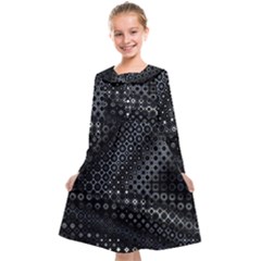 Black Abstract Pattern Kids  Midi Sailor Dress