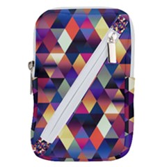 Colorful Geometric  Belt Pouch Bag (large) by SpinnyChairDesigns