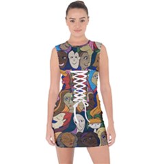 Sisters2020 Lace Up Front Bodycon Dress by Kritter