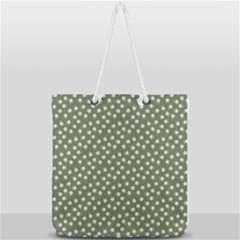 Sage Green White Floral Print Full Print Rope Handle Tote (large) by SpinnyChairDesigns